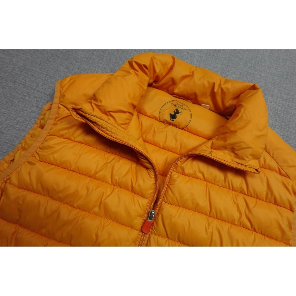 Save The Duck Puffer Vest Mens Large Orange Ultra Light Plumtech Full Zip Warm